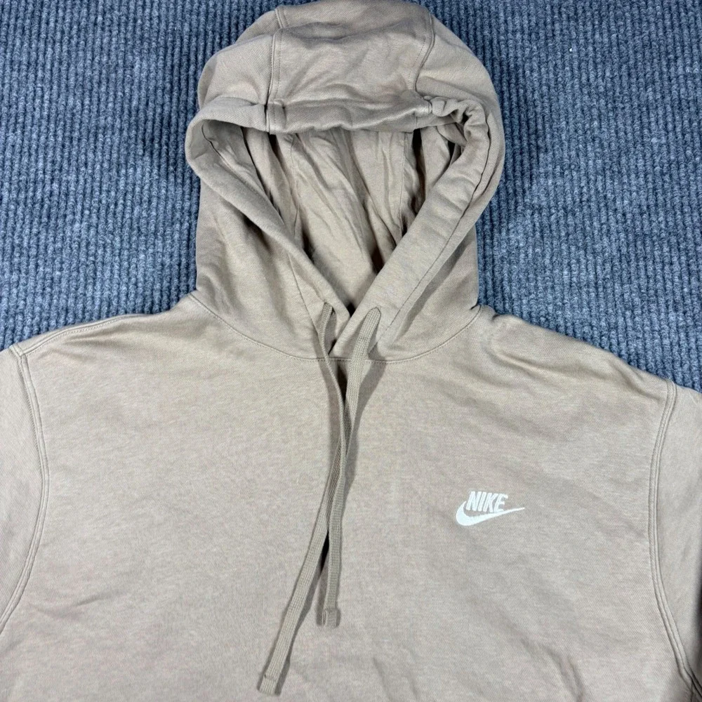 Nike Hoodie Mens M Sportswear‎ Club Fleece Pullover Khaki Beige BV2654-247